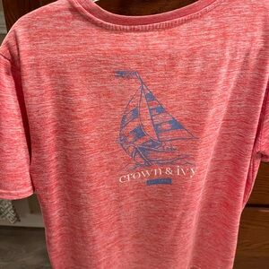 Crown & Ivy Kids Heather Red Tee with Blue Sailboat